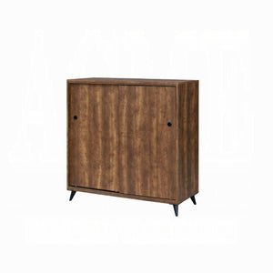 English Elm Oak Mid-Century Shoe Cabinet with 2 Sliding Doors, 3 Adjustable Shelves & Tapered Legs, 47"H B062P209190