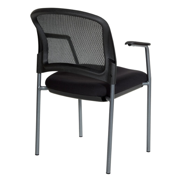 OSP Home Furnishings Progrid Mesh Back Stackable Office Chair with Titanium Frame and Lumbar Support Coal 86710R-30