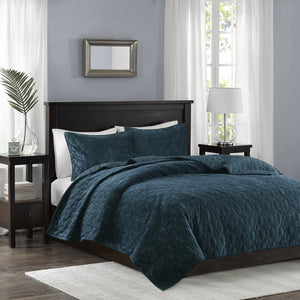 English Elm 3 Madison Park Harper Velvet Quilt Set Full/Queen with Antimicrobial Finish Plush Geometric Quilting Teal 16.14 L x 8.27 W x 17.72 H B03597495
