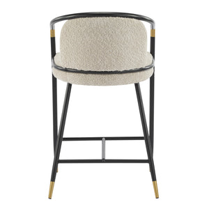 English Elm Christopher Knight Home® - 26" Upholstered Counter Stool Set of 2 with Bouclé Fabric and Iron Frame, Contemporary Comfort and Style Almond,Black+Gold N771P288863V