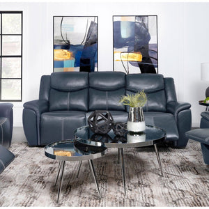 English Elm Stanwicke Blue Motion Reclining Sofa With Drop-Down Table: Modern Comfort & Elegant Design B062P354055-GIGA