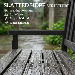 English Elm Lawn Curved Hdpe Outdoor Bench Wood Grain Slatted Two Person Patio Seating Gray T3971P475987