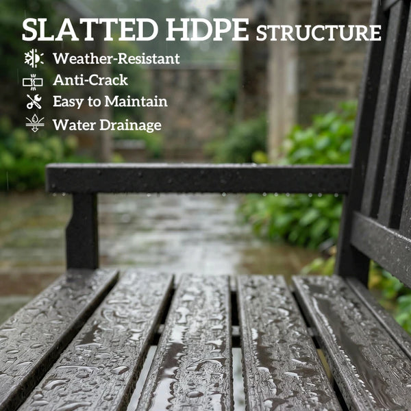 English Elm Lawn Curved Hdpe Outdoor Bench Wood Grain Slatted Two Person Patio Seating Gray T3971P475987
