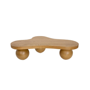 English Elm 46 Inch Cloud Shaped Coffee Table with Ash Veneer Top and Sculptural Sphere Legs Brown W3935S00008