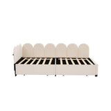 English Elm Twin Size Upholstered Daybed With 2 Drawers, Velvet Sofabed With Soft Fabric Headboard, No Box-Spring Needed, Beige