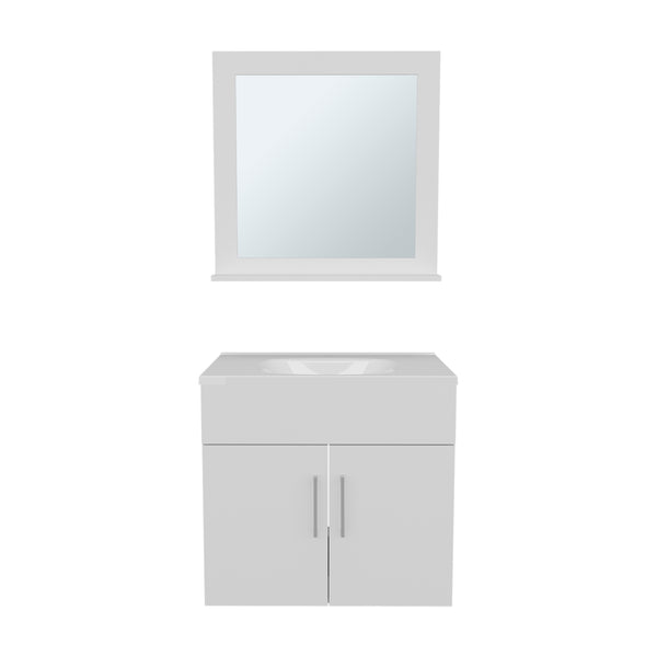 English Elm Blake Contemporary Bathroom Mirror Cabinet with Two Shelves Wall-Mounted Storage, Durable MDF Finish White 29.92 L x 24.8 W x 12.6 H B070P316863