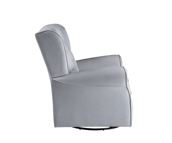 English Elm Zeger Gray Fabric Glider Chair with Swivel, Plush Upholstery, Nail-Head Detail & Side Pocket Options B2726P242563
