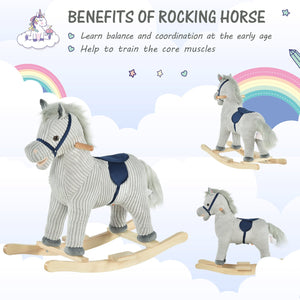 English Elm Qaba Plush Spring Rocking Horse with Sounds Stirrups and Saddle for Kids W2225P249737