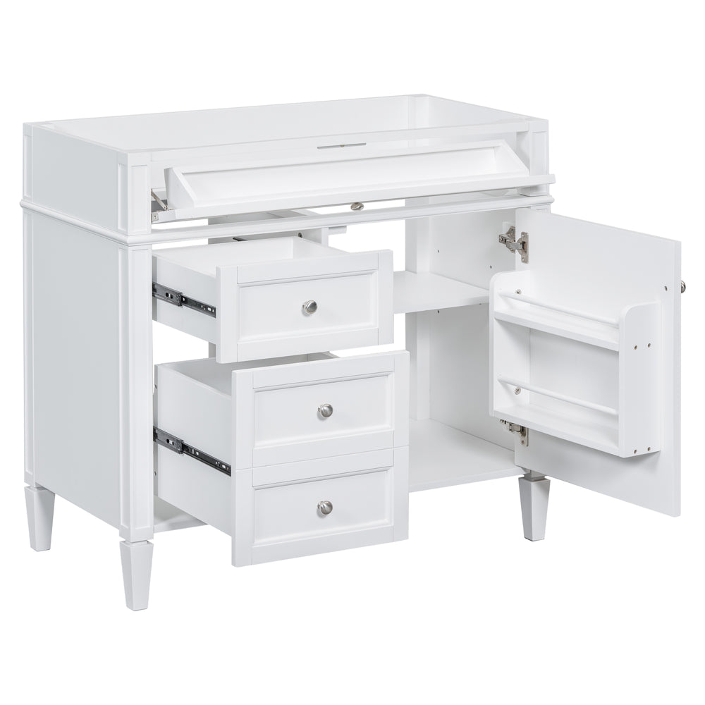 English Elm 36'' Bathroom Vanity Cabinet - Modern Storage Solution With 2 Drawers, Tip-Out Drawer, Solid Wood Frame N710P256582K