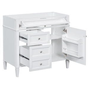 English Elm 36'' Bathroom Vanity Cabinet - Modern Storage Solution With 2 Drawers, Tip-Out Drawer, Solid Wood Frame N710P256582K