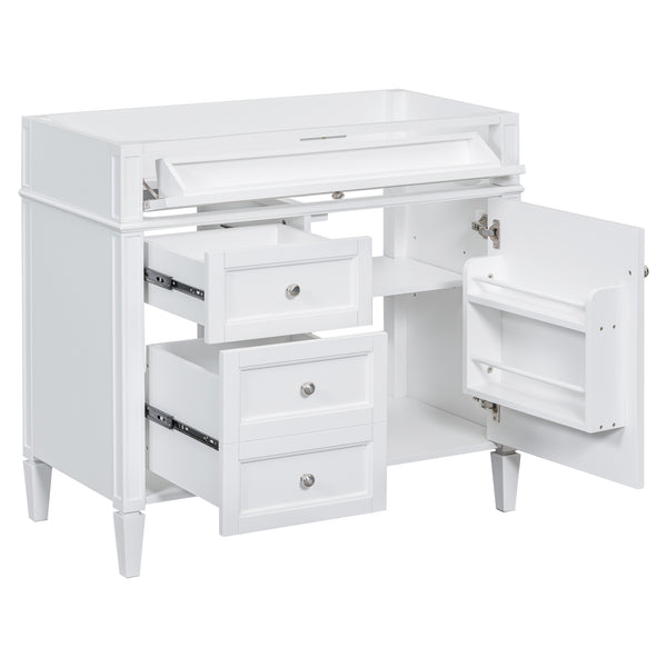 English Elm 36'' Bathroom Vanity Cabinet - Modern Storage Solution With 2 Drawers, Tip-Out Drawer, Solid Wood Frame N710P256582K