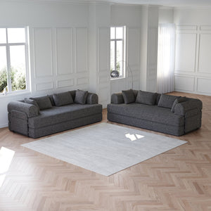 English Elm 78.7-Inch Convertible Sleeper Sofa Bed - Stylish Chenille Couch With Side Pocket & Cylindrical Pillows W834S00529