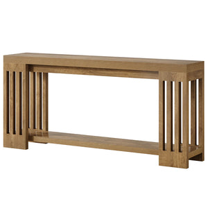 English Elm Hall Console Table Industrial Rustic Two Tier Wood Tone Metal Frame Entryway Sofa T3971P458474
