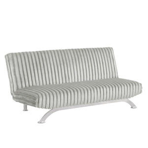 English Elm Contemporary Microfiber Futon Sofa Converts to Bed with Chrome Legs, Compact Space-Saving Design, Durable Upholstery Light Gray 45 L x 72 W x 9 H B2741P363791