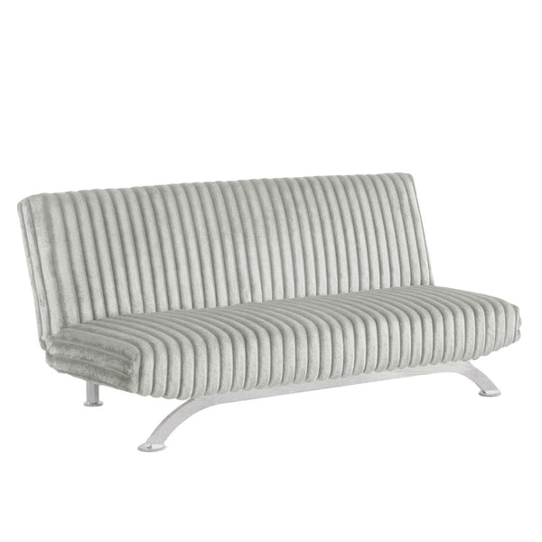 English Elm Contemporary Microfiber Futon Sofa Converts to Bed with Chrome Legs, Compact Space-Saving Design, Durable Upholstery Light Gray 45 L x 72 W x 9 H B2741P363791