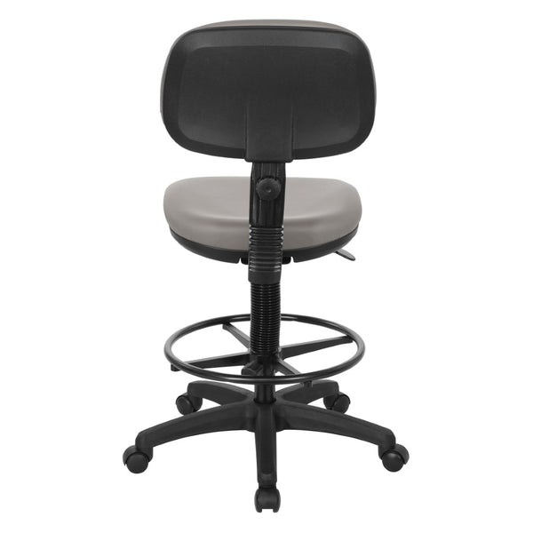 OSP Home Furnishings Sculptured Ergonomic Drafting Chair with Vinyl Upholstery for Studio and Lab Workspaces Dillon Stratus DC517V-R103