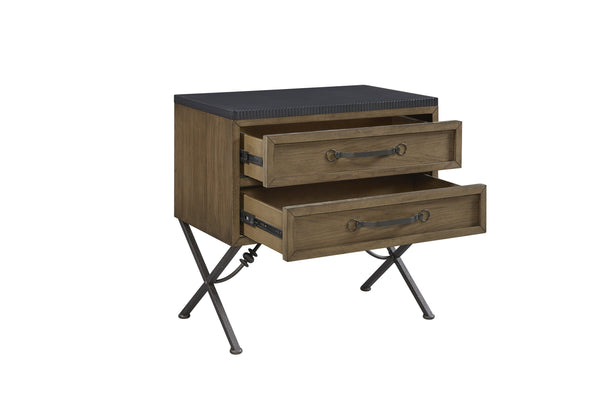 English Elm 2 Drawer Nightstand Warm Almond Finish Cedar Felt Lined Usb Charging Bedroom B2699P439936