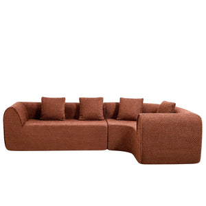 English Elm 110" Curved Modular Sectional Sofa Low Profile Foam Cushions for Contemporary Living Camel N767P366011C