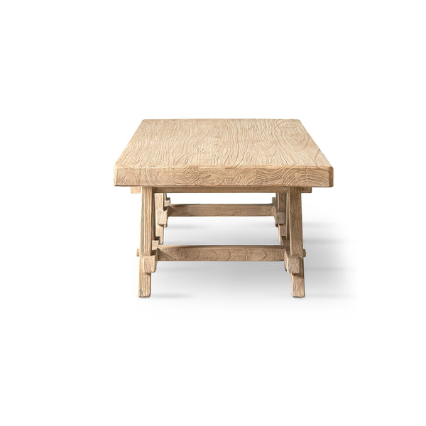 English Elm Hawthorne Reclaimed Elm Trestle Coffee Table Solid Wood Farmhouse Living Room Accent Natural B2719P474450