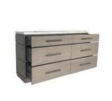 Parker House Pure Modern Bedroom 6 Drawer Dresser and Mirror Moonstone Oak Solids / Oak Veneers BPUR-2131-2