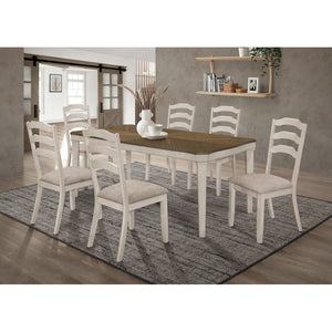 English Elm Seaside 7-Piece Dining Table Set: Charming Nutmeg & Rustic Cream For Cozy Family Gatherings B062S01224-GIGA