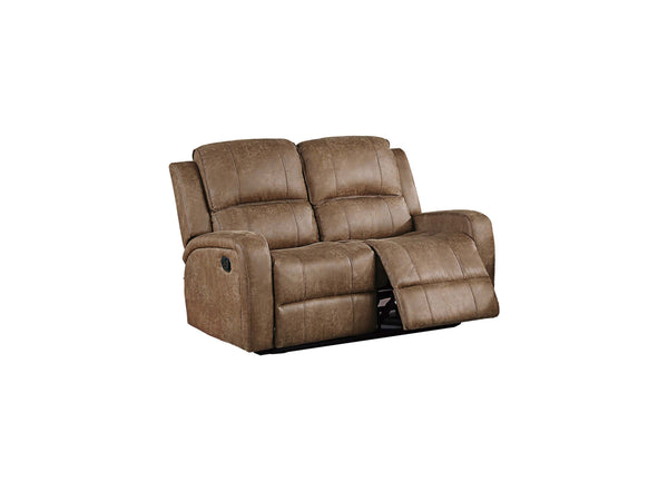 English Elm Modern Dual Tufted Reclining Sofa and Loveseat Set Leather Like Upholstery Living Room Chestnut B011S02371