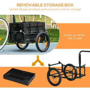 English Elm Aosom Folding Bike Cargo Trailer with Removable Box Quick Release Pneumatic Wheels W2225P200591