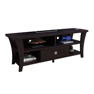 English Elm Tv Media Cabinet with Curved Wood Legs Four Open Shelves Mid-century Living Room B056P416987