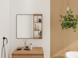 English Elm 10'' Wall Mount Bathroom Mirror Cabinet Open Shelf Plywood Melamine Storage Organizer W999P470292