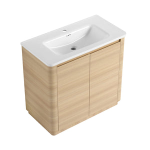 English Elm 36'' Freestanding Bathroom Vanity Plywood Cabinet Ceramic Sink Soft Close Doors W999P351893