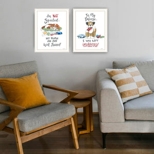 English Elm Trendy Decor 4u Humorous Two Piece Framed Wall Art Set White Wood Gallery Print B067P256633