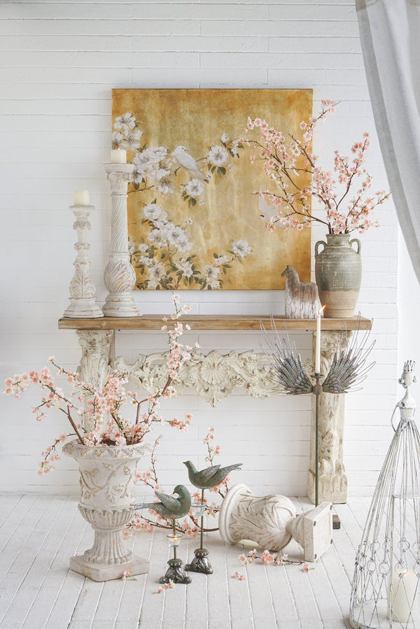 English Elm 14x14x20.3" Classical Magnesium Urn Planter Ornate Carved Relief Antique White Finish W2078P494882
