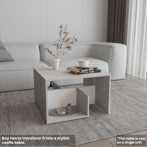 English Elm Side Table 25" H With 2 Open Shelves - Modern Gray Wash Design For Small Spaces & Versatile Use B097P296862-GIGA