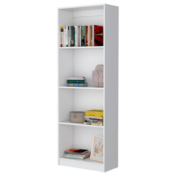 English Elm Sutton Tiered Bookcase with 4 Deep Shelves, 71.1" H x 24.7" W, RTA, White Black Gray Finish B128P176164