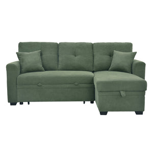English Elm Sleeper Sectional with Storage Chaise Tufted Polyester Sofa Bed for Small Spaces W5568S00041