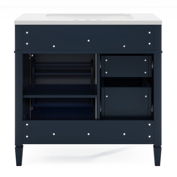 English Elm 36'' Modern Bathroom Vanity With Single Sink, 2 Drawers & Adjustable Shelf For Stylish Storage Solutions SW000119AAC-2