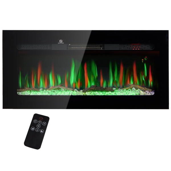 English Elm Homcom 40" Electric Fireplace With Remote Control - Modern Wall-Mounted Heater For Cozy Ambiance W2225P249834