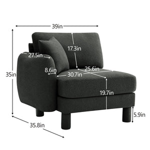 English Elm Lucas Boucle Three Seat Sofa with Curved Arms Cylindrical Legs and Toss Pillows W3041P337439