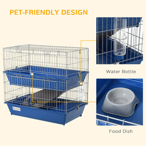 English Elm Pawhut Two Tier Small Animal Wire Habitat with Ramp Dual Trays and Feeding Accessories W2225P217530