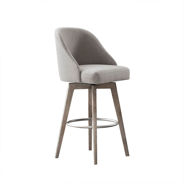 JLA Home Madison Park - Bar Stool Madison Park Pearce Swivel Counter Stool with Upholstered Barrel Seat, Reclaimed Gray Finish MP104-1052