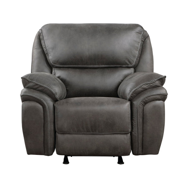 English Elm Plush Microfiber 3 Piece Reclining Sofa Set with Console Storage for Family Rooms Gray B011S01292