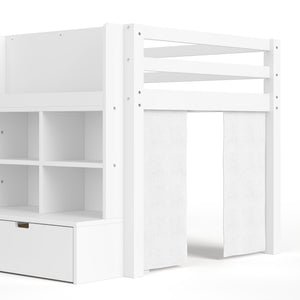 English Elm Full Bunk Bed with Trundle Bookshelf Storage Pine Frame Car Design for Kids W1580S00397