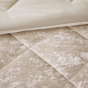 English Elm Twin/Twin Plush Velvet Comforter Set with Embroidered Throw Pillow, Quilted Microfiber Reversible Luxury Bedding B035P203251