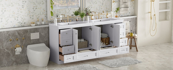 English Elm 72-inch Shaker Double Bathroom Vanity with Resin Basin and Soft Close Storage N729P000030K
