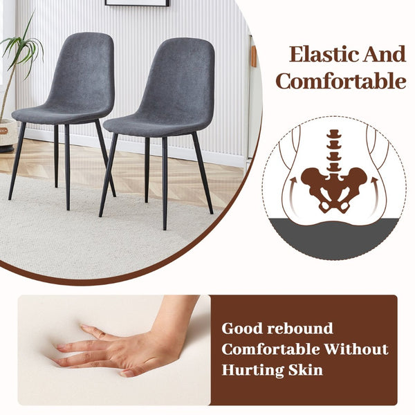 English Elm Table Modern Black Marble Dining Set With 6 Dark Gray Chairs - Stylish, Durable, Perfect For Any Space W1151S03839-GIGA