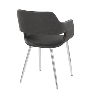 English Elm Margarite Contemporary Dining Chairs Set Of 2 - Sleek Chrome & Grey Faux Leather For Modern Spaces B202S01282