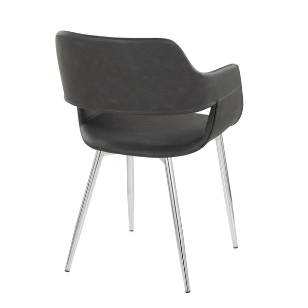 English Elm Margarite Contemporary Dining Chairs Set Of 2 - Sleek Chrome & Grey Faux Leather For Modern Spaces B202S01282