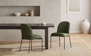 English Elm Modern Curved High Back Dining Chairs with Bronze Iron Frame Linen Upholstery Set of 2 N762P288935F