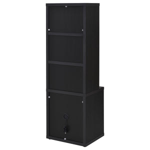 English Elm Geary Twin Bookcase Headboard Set with Nightstands Usb Charging Matte Finish Black B062S01695