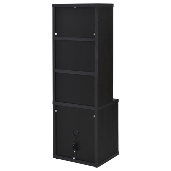 English Elm Geary Twin Bookcase Headboard Set with Nightstands Usb Charging Matte Finish Black B062S01695